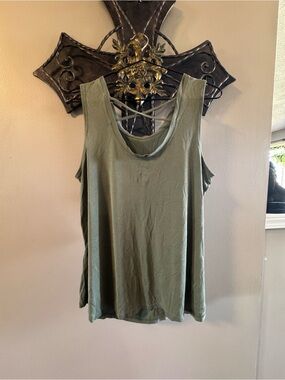 All Tanks 3 for $15 🎉 Olive Green Asymmetrical Crisscross Back Tank Top